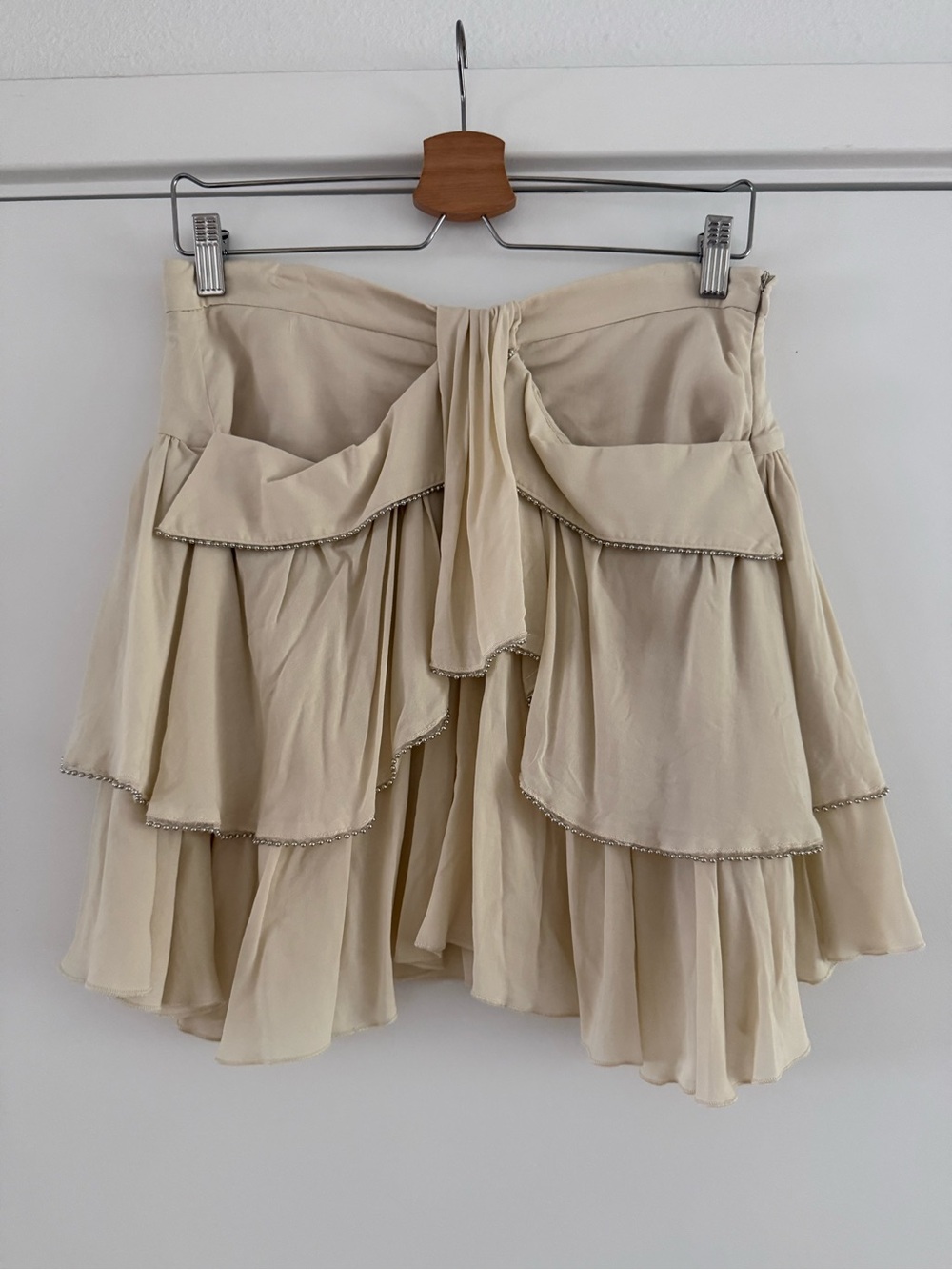 ZARA STUDIO | Ecru Viscose Ruffled Pocket Skirt with Beaded Trim - Picture 5 of 9